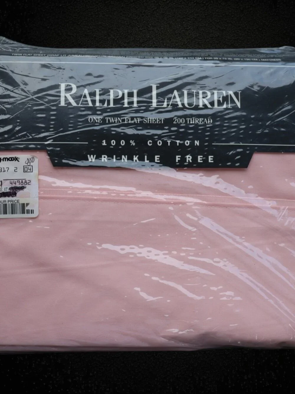 Vintage Ralph Lauren Taffy Pink Twin Flat Sheet NOS Sealed USA